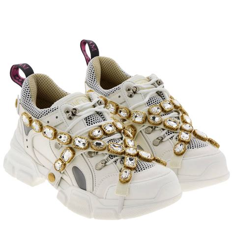 gucci white diamond sneakers|Gucci white sneakers price.